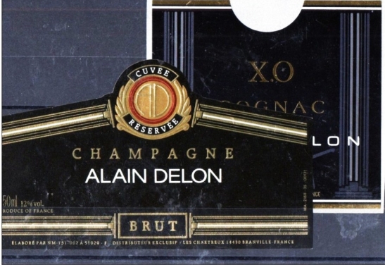 Alain Delon Cognac and Champagne labels